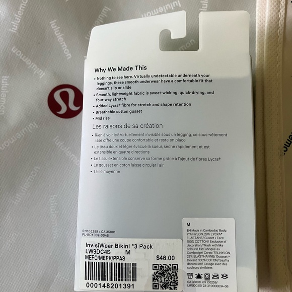 NWT Lululemon Invisiwear Bikini *3 Pack, Sz Medium - Picture 2 of 3